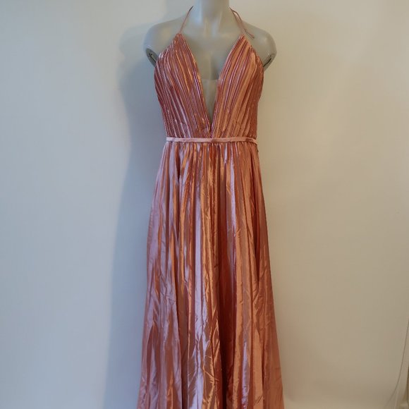 NWT Womens Ieena Mac Duggal Pink Strappy Pleated Plus Size Gown Dress 20 - Picture 2 of 15